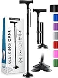HONEYBULL Walking Cane for Men & Women - Foldable, Adjustable, Collapsible, Free Standing Cane, Pivot Tip, Heavy Duty | Walking Sticks, Folding Canes for Seniors & Adults (Black, Pivot Cane)