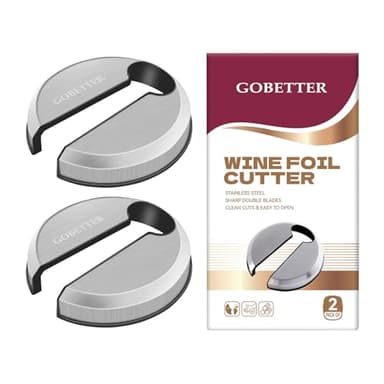 Gobetter Wine Foil Cutter Tool, Premium Stainless Steel Bottle Top Seal Opener & Neck Label Remover for Wine Lovers, 2 Count