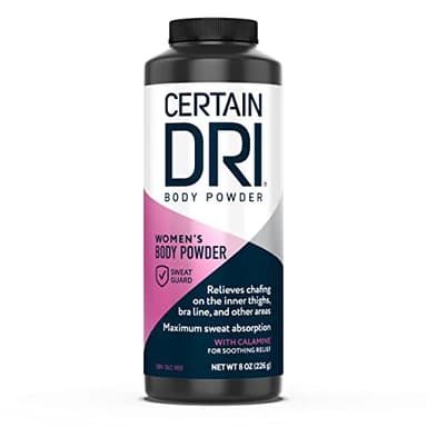 Certain Dri Women’s Body Powder - Talc-Free - Triple-Action Sweat, Odor, & Moisture Control - Anti-Chafing Calamine Formula - Doctor-Recommended for Sensitive Skin - 8 oz