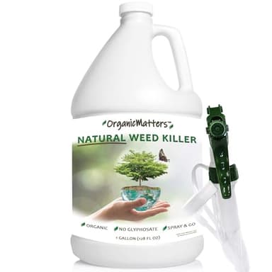 OrganicMatters Natural Weed Killer Spray, No Glyphosate, Results in Less Than 24-Hours (128 oz Gallon)