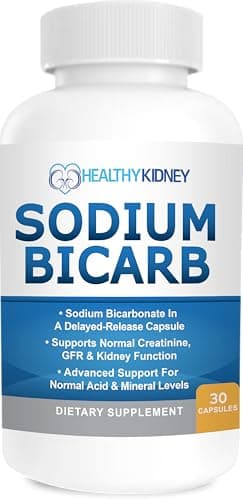 Sodium Bicarbonate 650 Mg Tablets - Delayed Release for Normal Kidney Function - Baking Soda Tablets, Sodium Pills, Bicarbonato De Sodio para Tomar, Bicarbonate of Soda - 30 Capsules