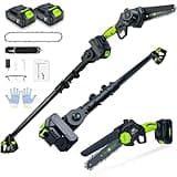 V-MODEST 2-in-1 Cordless Pole Saw, 6 Inch Brushless Pole Chainsaws Mini Handheld Chainsaw with 2× 21V Batteries, 6.5lb Lightweight, Auto Oiling, 15 FT MAX Extension Pole Saws for Tree Trimming