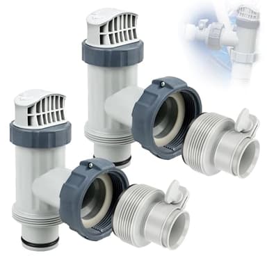 Above Ground Plunger Valves with Pool Hose Adapter B for Intex Above Ground Pool & Pump, Pool Parts and Accessories On/Off Plunger Valve Replacement & 25009 Hose Conversion Adapter 1 1/4 to 1 1/2
