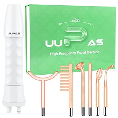High Frequency Facial Wand - UUPAS Portable Handheld High Frequency Facial Machine with 6 Different Orange Tubes for Face/Hair/Body Home Use Device