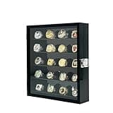 Championship Ring Display Case, 20 Ring Posts Ring Display Case for Sports Rings, Sports Ring Display Case with Lockable Glass Door Wall Mount for Multiple Championship Rings（9.1"L x 2.4"W x 10.4"H）