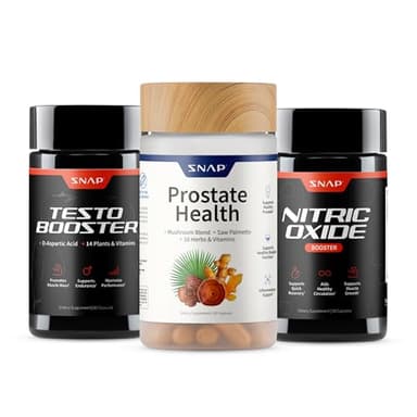 Snap Supplements Big Boy Bundle, Includes Prostate Health with Saw Palmetto for Men, Testo Booster for Men & Nitric Oxide Booster, 90 Capsules Each