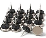 Dia Nail On Furniture Glides for Chairs, Tables - Furnigear Nickel Base Cushioned Furniture Nails - Allowing Chairs to Glide Effortlessly Over Carpet Floors (1-1/4", 16 Pack-Gray)