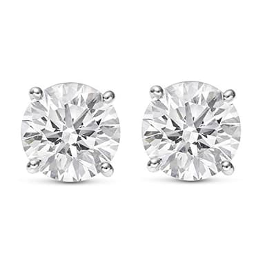 Houston Diamond District 0.5 to 12 Carat IGI Certified LAB GROWN Diamond Stud Earrings for women 4 Prong Push Back (E/F Color VS2/SI1 CLARITY) 14K White Gold 1 Carat Round Diamond Earrings