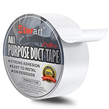 ETERART Heavy Duty White Duct Tape, Tear by Hand & Residue-Free Industrial Strength Adhesive, Waterproof Multi-Purpose Tape for Moving, Outdoor Repair and Home DIY, 2 Inch x 20 Yards