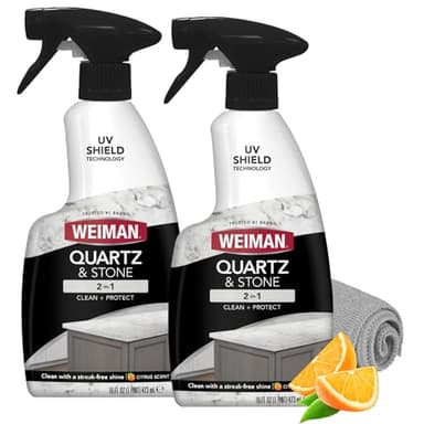Weiman Quartz Countertop Cleaner and Polish (2 Pack w/Micro Towel) Clean and Shine Your Quartz Countertops Islands and Stone Surfaces with Ultra Violet Protection