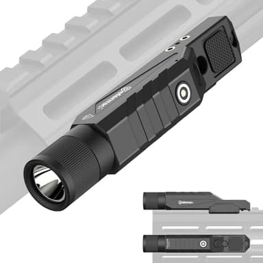 DEFENTAC 1750lm Zoomable Tactical Flashlight is Compatible with MLok/Picatinny Rail for Rifle, Weapon Light with with Momentary and Strobe, Magnetic Rechargeable