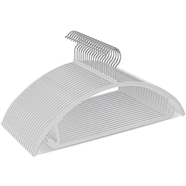 TIMMY Plastic Hangers 50 Pack No Shoulder Bump Suit Hangers Non Slip Space Saving Clothes Hangers Curved Design to Protect Clothes Shape(Grey)