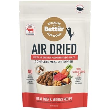 Because It’s Better Slow Baked & Air Dried Dog Food - Real Beef & Veggies - Complete & Balanced Dry Dog Food - Grain Free, High Protein, Natural Nutrition for All Life Stages, 1 lb Bag