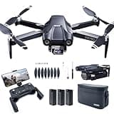 Brushless Super Endurance Foldable Drone with Camera for Beginners–60+ min Flight Time, WiFi FPV Quadcopter with 120°Wide-Angle 4K HD Camera, Brushless Motor, Auto Hover, Follow Me (3 Batteries)