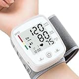 Blood Pressure Monitor Adjustable Wrist Cuff Digital Rechargeable Machine for Home Use with Voice Function, 2 x 90 Readings, Carrying Case, White