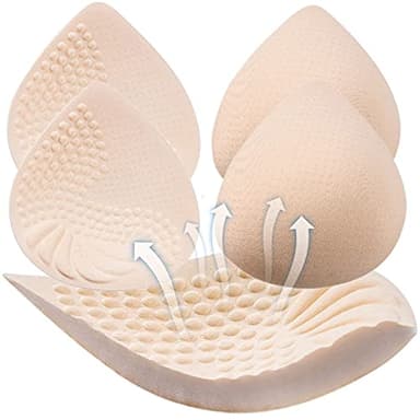 PRETTYWELL Bra Pads Inserts, 2 Pairs Latex Bras Inserts for Sports Bras, Bra Cups Inserts for Bikini Tops Beige