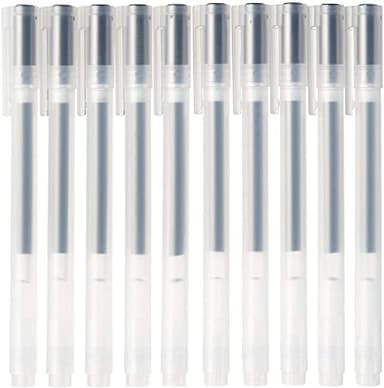 Muji Gel Ink Ballpoint Pen Cap Type 10-Pieces Set, 0.38 mm Nib Size, Black