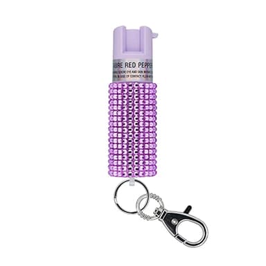 SABRE Jeweled Pepper Spray, Maximum Strength, Fashionable Monochromatic Design, Quick and Easy Access Snap-Clip for Secure Attachment, Protect Against Multiple Threats with up to 10 second spray time
