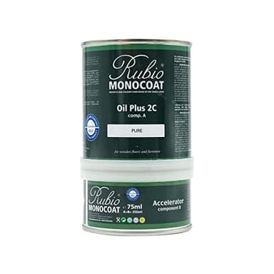 Rubio Monocoat Wood Oil Finish 175 ft² - Pure | Oil Plus 2C | Quick-Dry, Eco-Friendly Linseed Wood Oil for Indoor Use, Includes Accelerator (Part B) | Protector | 350 ml