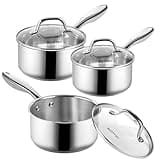 SLOTTET 1Qt & 2Qt & 3QT Stainless Steel Sauce Pan Set with Lid,6 Pcs Non Stick Saucepan,Small Kitchen Pots,Induction Compatible,PFOA FREE