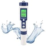Generic 5-in-1 Pool Salt Tester & pH Meter with Temperature, TDS, EC: High Accuracy Water Analyzer for Pools, Spas, Drinking Water, Aquariums & Hydroponics