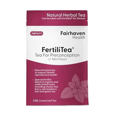 Fairhaven Health FertiliTea | Organic Fertility Tea for Women to Support Reproductive Health* | Prenatal Herbal Tea to Support Menstrual Cycle & Hormone Balance* | Contains Vitex | Mint | 60 Servings