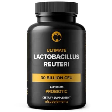 Lactobacillus Reuteri Probiotic Supplement 30 Billion CFU 240 Tablets Probiotics for Men & Women Supports Digestive & Gut Health Vegan Friendly Gluten Free Non-GMO (240, Lactobacillus Reuteri)