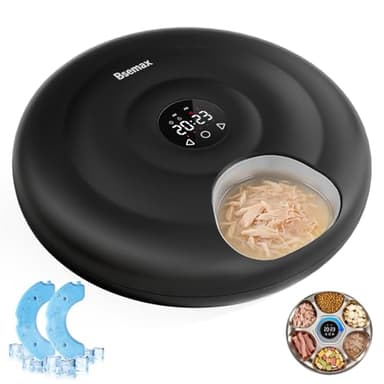 Automatic Wet Food Cat Feeder, Auto Refrigerated Wet Foods Feeder for Cats Dogs 6 Meal Timed Fresh Foods Dispenser with 2 Ice Packs Automatic Cat Dog Food Stainless Steel Bowl for Kitty Puppy Cat Dog