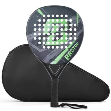 BROTOU Padel Tennis Racket Carbon Fiber Surface with EVA Memory Foam Core with Carry Bag