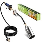 Propane Torch Burner Weed Torch High Output 1,800,000 BTU with 10FT Hose,Heavy Duty Blow Torch with Flame Control and Turbo Trigger Push Button Igniter,Flamethrower for Garden Wood Ice Snow Road (Blue