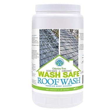 Wash Safe™ ROOF WASH Eco-Safe and Organic Roof Cleaner, 3 lb. | Clear, Bleach-Free Concentrate | Clean Up to 3,000 sq. ft. of Asphalt, Wood, Slate and Ceramic Shingles or Tiles