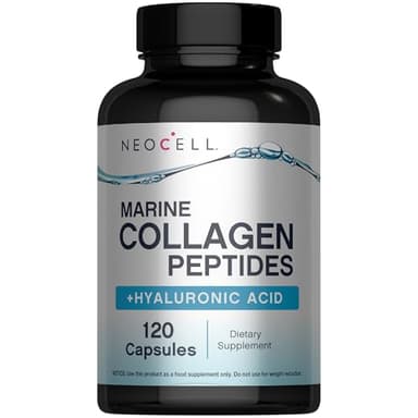 NeoCell Marine Collagen Peptides Capsules | 120 Pills | with Hyaluronic Acid | Plus Vitamin C | for Women and Men