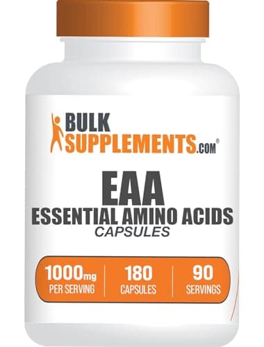 BulkSupplements.com Essential Amino Acids Capsules (EAA) - Amino Acids Supplement - EAAs Amino Acids - EAA Capsules - 1000 mg Serving - 90 Day Supply (180 Gelatin Capsules)