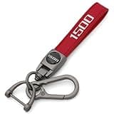 LINOAH Key Chain for Ram 1500 Leather Car Keychain, Compatiable With Dodge Ram 1500 Accessories, Red Key Chain with 360 Degree Rotatable, Anti-Lost D-Ring