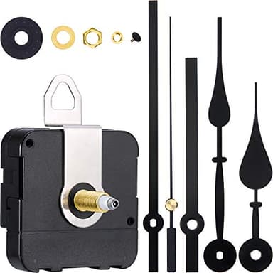 High Torque Long Shaft Clock Movement Mechanism Wall Quartz Clock Mechanism Kit with 2 Different Pairs of Hands Clock DIY Repair Parts Motor Replacemen(Color Set 1, Shaft Length 4/5 Inch/ 20 mm)