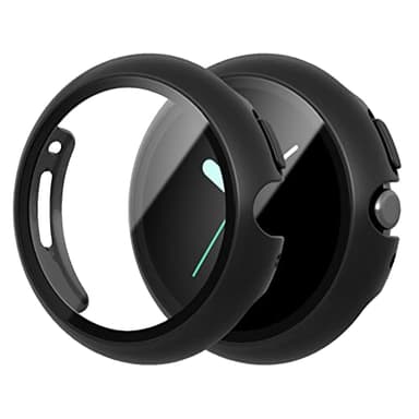 JZK 2 Pack for Google Pixel Watch 2（2023）/Pixel Watch Screen Protector Case, Overall Protective Case Cover Scratch Resistant Bumper Shell for Google Pixel Watch Accessories,Black+Black
