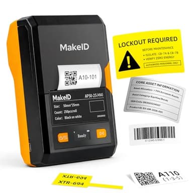 Makeid EP53 Portable Industrial Label Maker, 2" Print Head Bluetooth Label Printer, Mobile APP & PC Editor Compatible, 2600mAh Li-ion Battery, Come with 1" H x 2" W Label for Job Sites