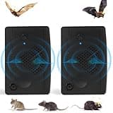 2Pack Upgraded Bat Repellent for Attic, Ultrasonic Rechargeable Bat Deterrent Devices Can be Used Indoor&Outdoor, Friendly to Human & Pet (Black)