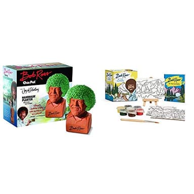 Chia Pet Bob Ross with Seed Pack and Bob Ross by The Numbers Paint Kit