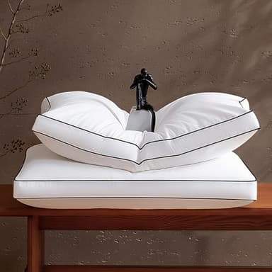 Feather Down Pillows King Size Set of 2 Pack,Luxury Hotel Collection Bed Pillows for Sleeping, Fluffy Soft Medium Firm Down Surround Gusseted Pillows for Side Back Stomach Sleepers 20 x 36 in