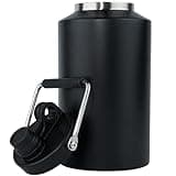 Kerilyn Insulated Jug with Handle, One Gallon, 128oz Stainless Steel, Large Double Vacuum Water Bottle for Hot & Cold Drinks, Wide Mouth, Sweat Proof, Great for Travel, Hiking & Camping, Black