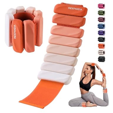 INDEPANDIA Wrist & Ankle Weights for Women and Men, 2lbs Pair Adjustable Silicone Weighted Bangles for Arm & Leg Workouts, Perfect for Pilates, Yoga, Walking & Home Fitness Training Gradient Orange
