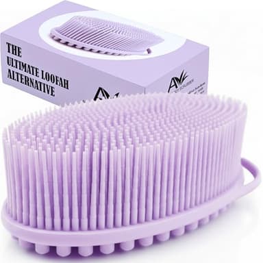 Avilana Premium Silicone Body Scrubber - Trusted Since 2017 - SGS Certified Food Grade Dual Sided Bath Brush, Quick-Dry Exfoliating Loofah Alternative, Massage Brush Sensitive Skin Women Men