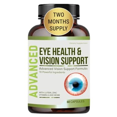 Vision Support - Best Eye Vitamins For Blurry Vision.Eye Supplements For Adults with Lutein For Macular Health, Eye Vision, Eye Strain, and Fatigue.With Zinc and Vitamin A to Support Sharp Vision.