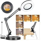 10X15X Magnifying Glass with Light and Stand 2-in-1 LED Magnifying Glasses with Light-5 Color Modes Stepless Dimmable Real Glass Magnifying Lamp-Hands Free Lighted Magnifying Glass
