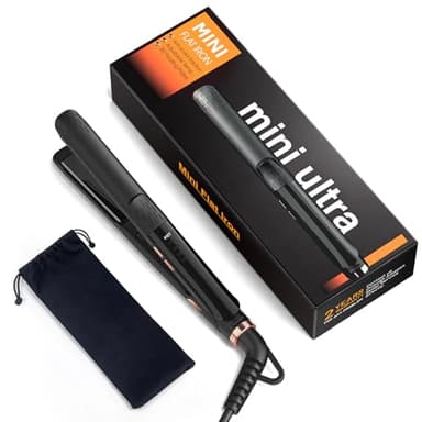 0.5 Inch Mini Flat Iron Adjustable Temp, Desalo 100-240V Mini Hair Straightener, Anti-Scald Design Small Flat Iron for Short Hair, Curls Bangs, Dual Voltage for Travel, Rose Gold