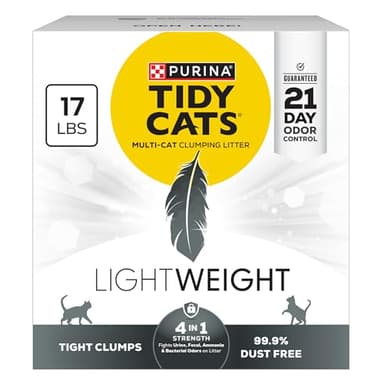 Purina Tidy Cats LightWeight 4-In-1 Strength Multi-Cat, Odor control, Clumping, 99.9 Percent Dust Free Cat Litter - 17 lb. Box