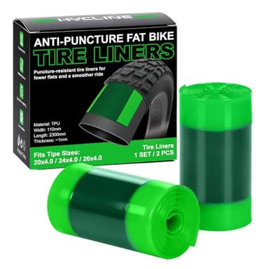 Hycline 2 Pack Fat Tire Liners, 110mm Wide TPU Puncture Proof Inserts for 20/24/26x4.0 Inch Fat Bike & E-Bike Tires, Durable Anti-Flat Tube Protectors for Smooth Rides