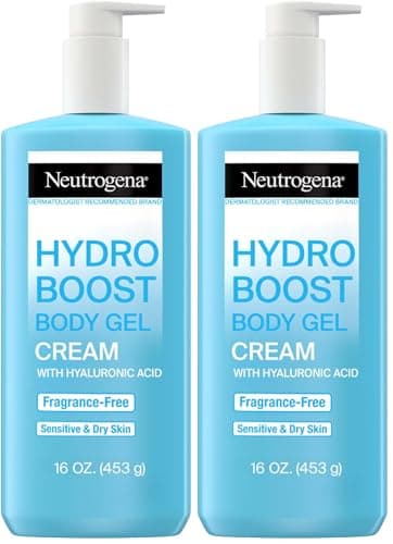 Neutrogena Hydro Boost Body Moisturizing Gel Cream with Hyaluronic Acid, Non-Greasy & Fast Absorbing, Lightweight Hydrating Body Lotion for Normal to Dry Skin, Fragrance-Free, 16 oz (Pack of 2)