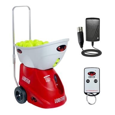 Lobster Sports – Elite One Battery Tennis Ball Machine – Corner-to-Corner Sweep – Top & Backspin – 60° Lobs – 4 to 8 Hr Runtime – Charger Included – Easy to Use - 42 lb